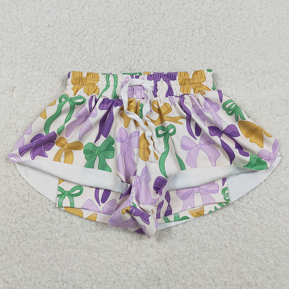Baby Girls Shorts Mardi Gras Bows Plaid Yoga Active Shorts Bottoms SS0684 11.22