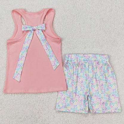 Baby Girls Clothes Pink Pocket Bow Vest Ruffle Leopard Shorts Sets GSSO1783 3.19