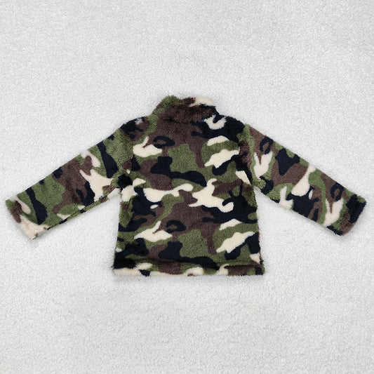 Baby Boys Clothes Jackets Green Camo Zip Pullovers Tee Tops BT0737