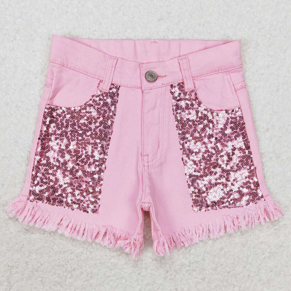 Baby Girls Jeans Shorts Pink Sequin Summer Denim Shorts SS0230