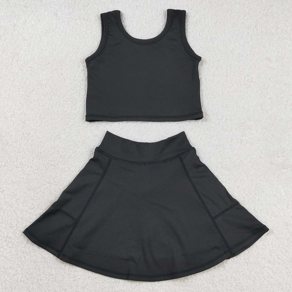 Baby Girls Clothes Black Vest Top Yoga Sports Skorts Clothes Sets GSD1982