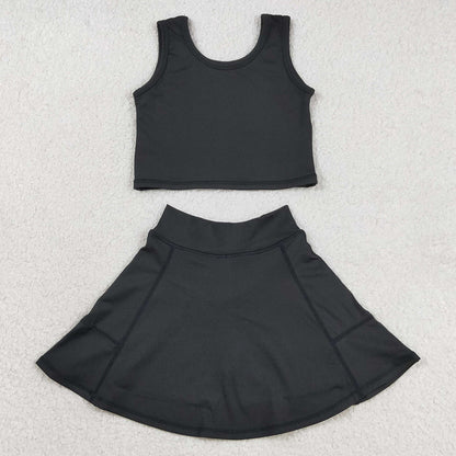 Baby Girls Clothes Black Vest Top Yoga Sports Skorts Clothes Sets GSD1982