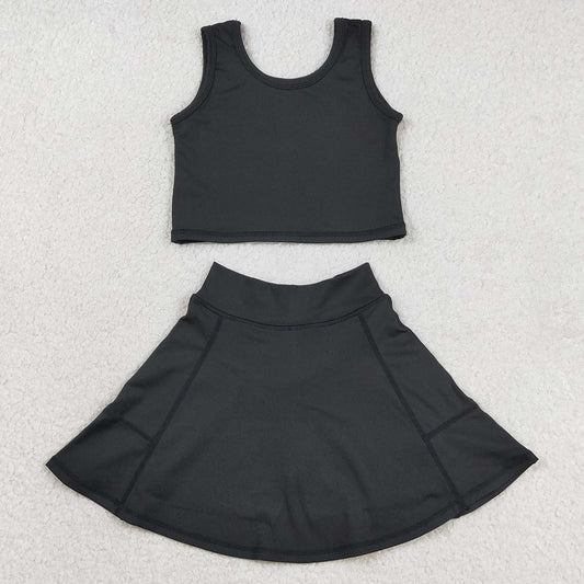 Baby Girls Clothes Black Vest Top Yoga Sports Skorts Clothes Sets GSD1982