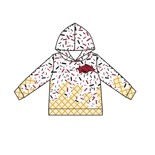 Preorder(moq 5) Hogs white ice cream sprinkle toddler kids team hoodie 8.18