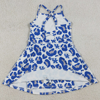 Baby Girls Dress Strap Blue Leopard UK Team Yoga Active Shorts Knee Length Dresses GSD3630