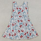 Baby Girls Dress Red Blue Bows Yoga Active 4th of July Shorts Knee Length Dress GSD3752