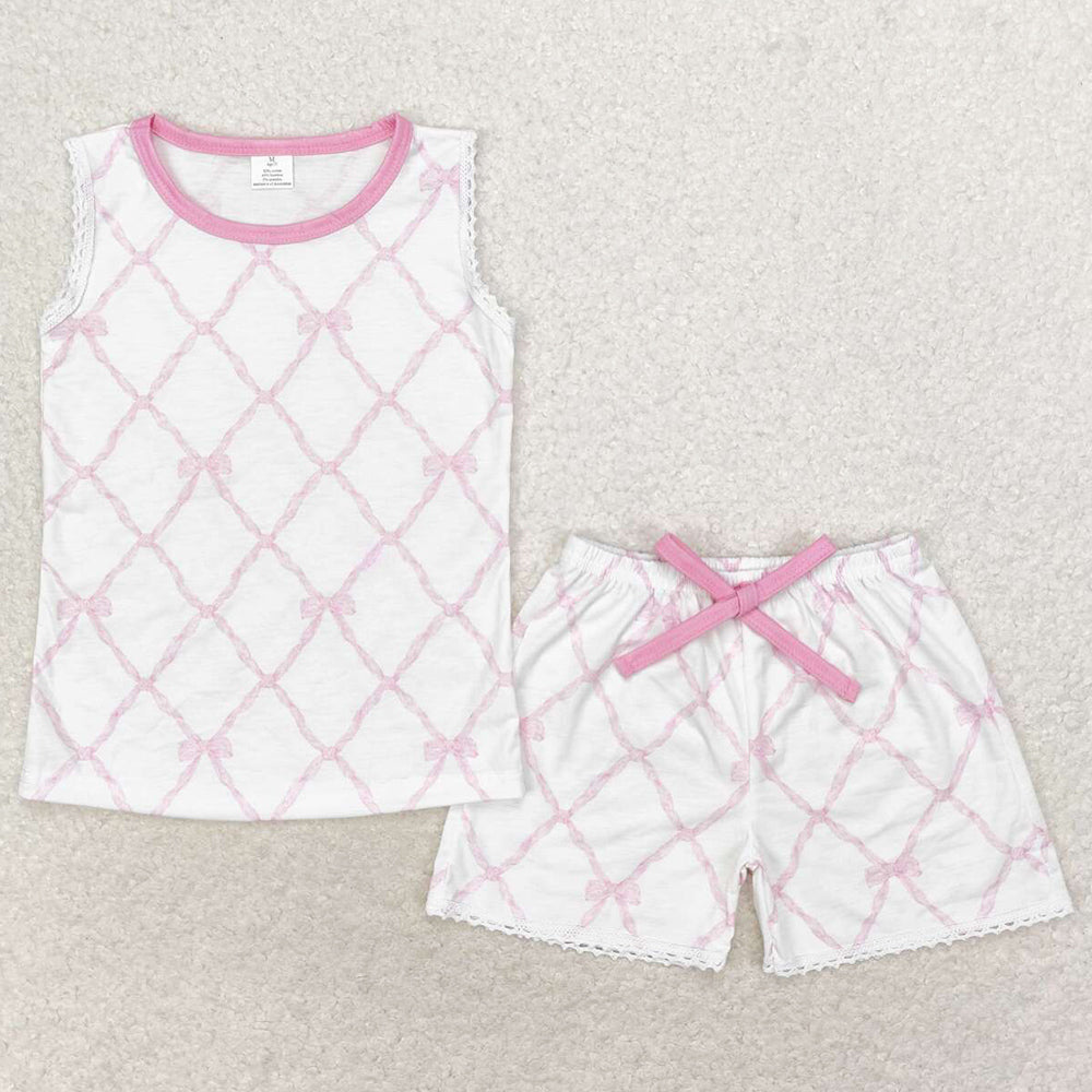 Baby Girls Clothes Bamboo Pink Bows Shirt Ruffle Shorts Clothes Sets GSSO1187