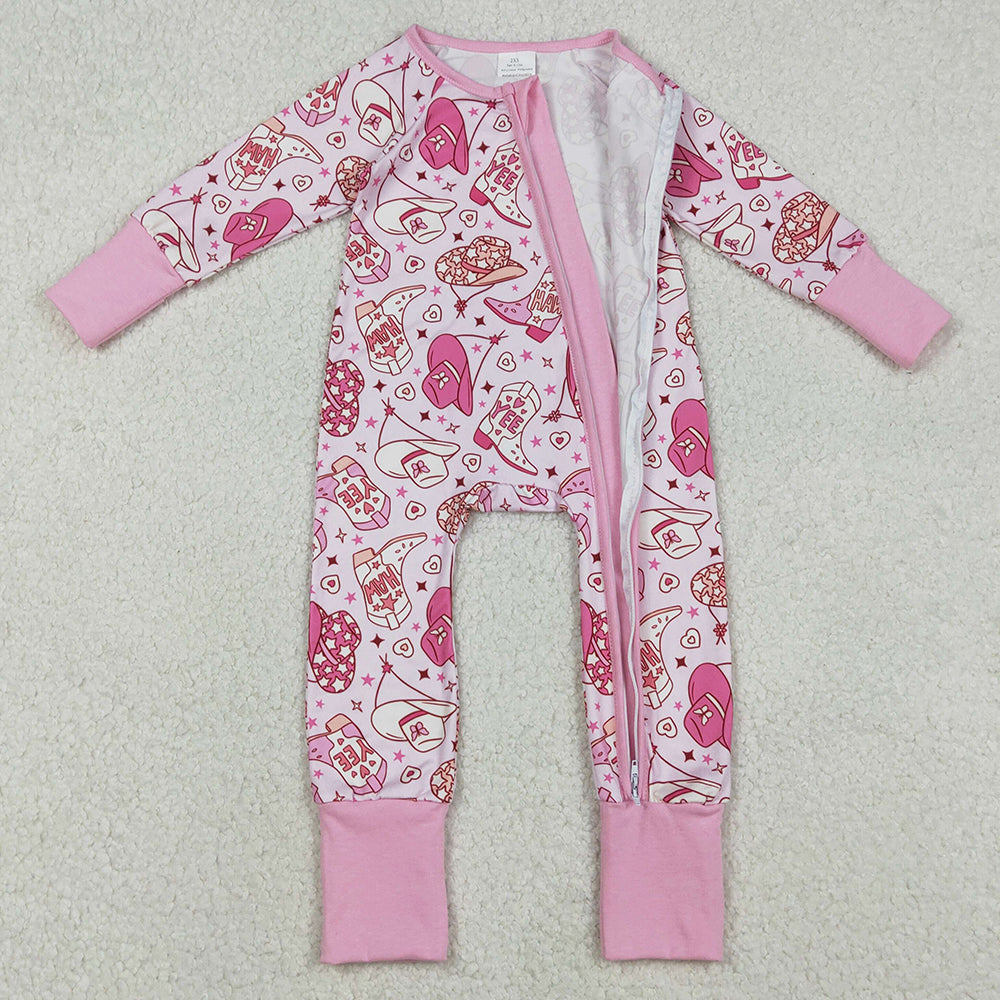Baby Girls Rompers Howdy Boots Hats Western Two Way Zip Convertible Rompers LR2855 12.8