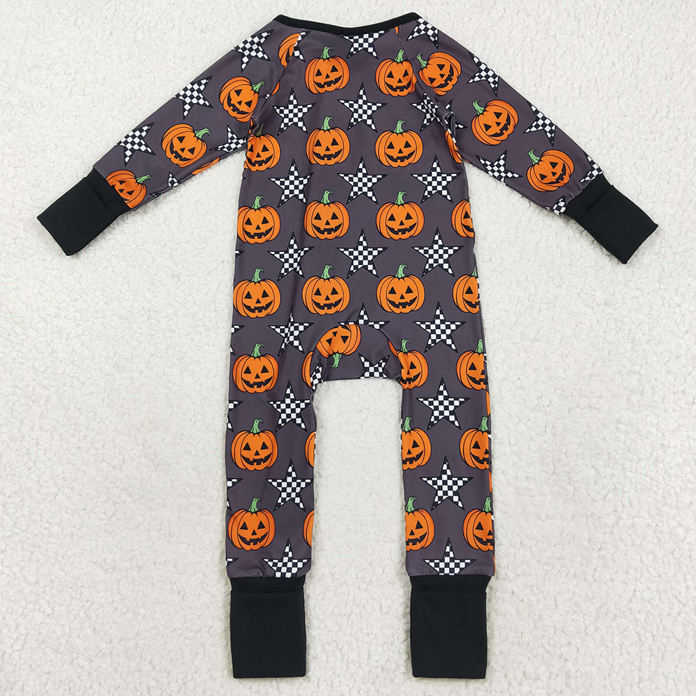 Baby Boys Rompers Halloween Stars Pumpkins Zipper Footie Rompers LR2464