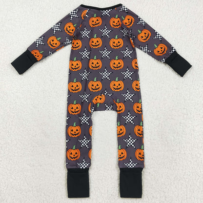 Baby Boys Rompers Halloween Stars Pumpkins Zipper Footie Rompers LR2464