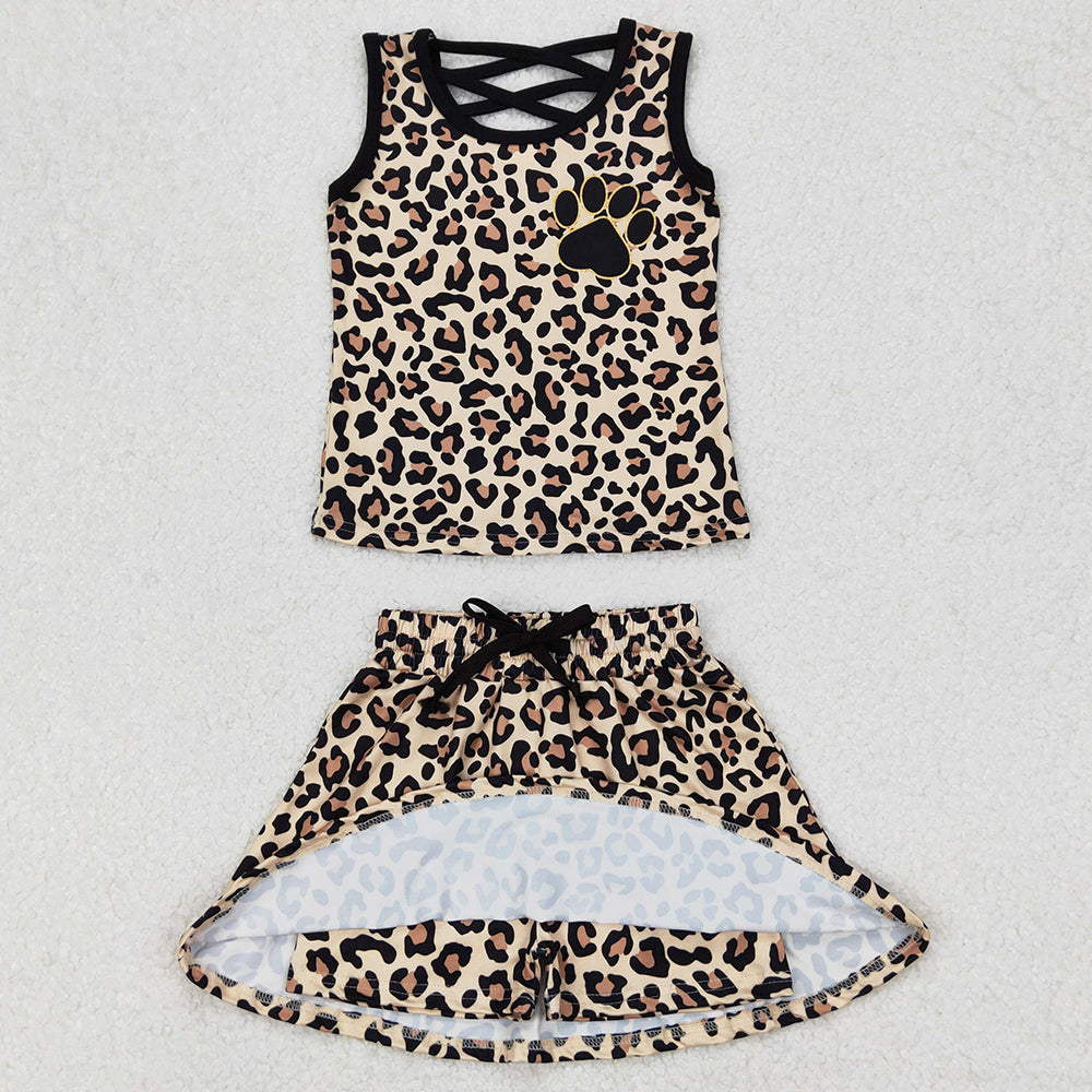Baby Girls Clothes Brown Leopard Shirt Skirt Clothes Sets GSD2077