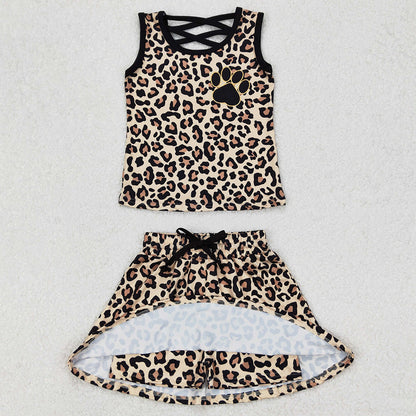 Baby Girls Clothes Brown Leopard Shirt Skirt Clothes Sets GSD2077