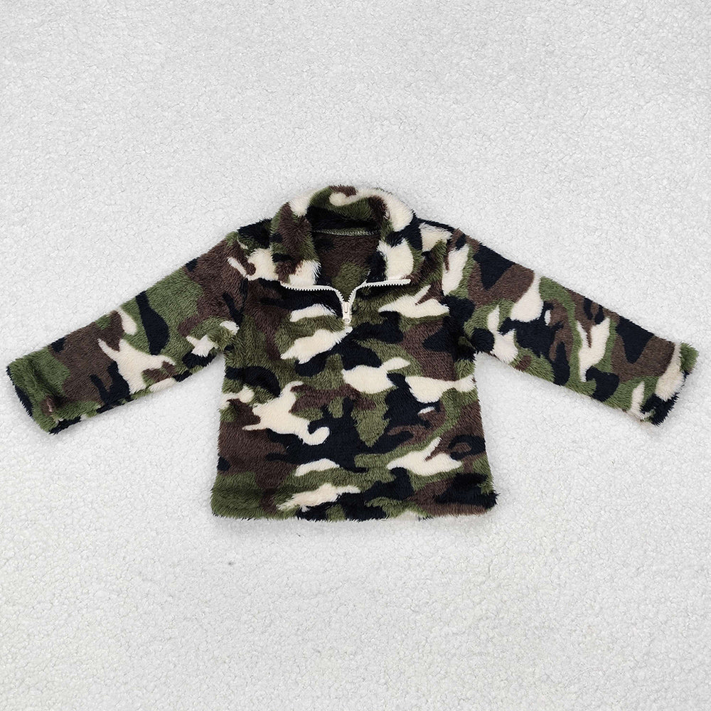 Baby Boys Clothes Jackets Green Camo Zip Pullovers Tee Tops BT0737