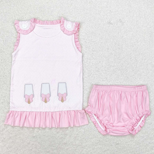 Baby Girls Clothes Popstick Pink Ruffle Top Bummie Sets GBO0329