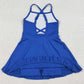 Baby Girls Yoga Dress Royal Blue Knee Length Active Wear Athletic Dresses S0551