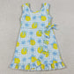 Baby Girls Dress Blue Checked Bow Lemons Back Zip Yoga Active Shorts Ruffle Knee Length Dress GSD3684
