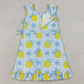Baby Girls Dress Blue Checked Bow Lemons Back Zip Yoga Active Shorts Ruffle Knee Length Dress GSD3684