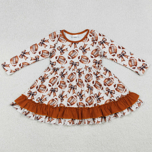 Baby Girls Dress Footballs Bows Plaid Team Ruffle Knee Length Dresses GLD1268 10.2