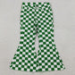 Baby Girls Jeans Green White Checked Pockets Denim Bell Bottom Pants P0841