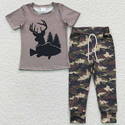 Boutique Baby Boys Clothes Deer Camo Tee Shirt Pants Sets BSPO0108