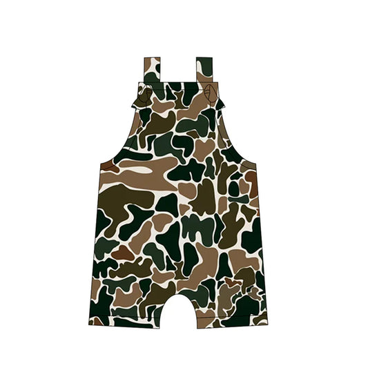 Preorder moq 5 Baby Boys Straps Duck Brown Camouflage Rompers 5.12