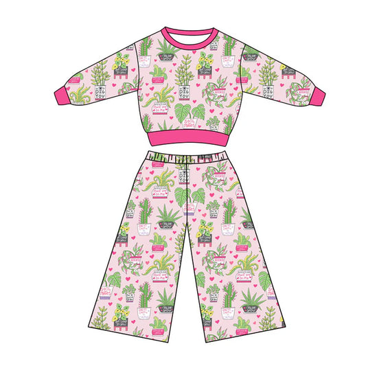 Preorder(moq 5) Baby Girls Howdy Cactus Hearts Top Flare Pants Western Clothes Sets 10.27