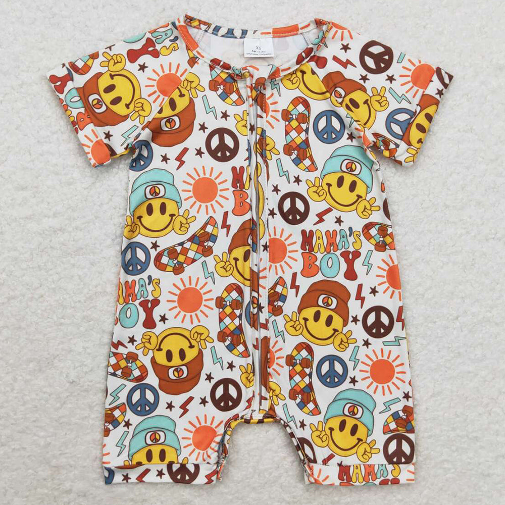 Baby Boys Rompers Mama's Boy Zip Short Sleeve Summer Rompers SR1776