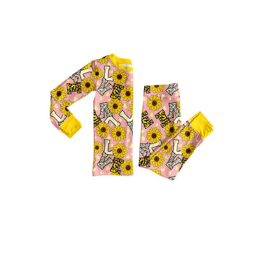 Preorder(moq 5) Baby Girls Love Sunflowers Top Pants Valentine Pajamas Sets 10.14