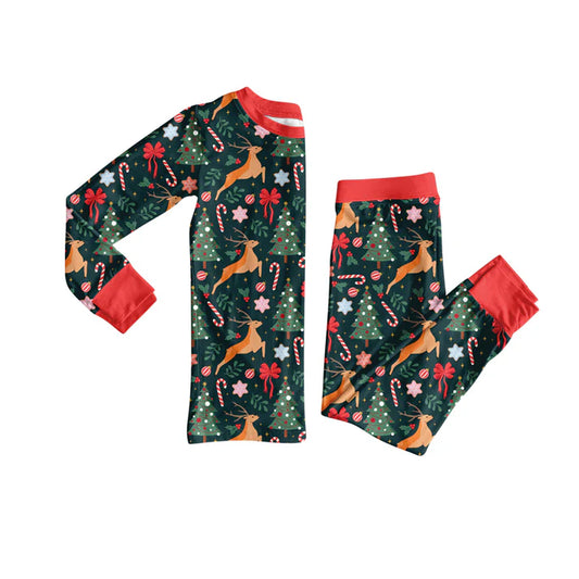 Preorder (moq 5)Baby Girls Long Sleeves Trees Deer Top Pant Pajamas Set 6.18