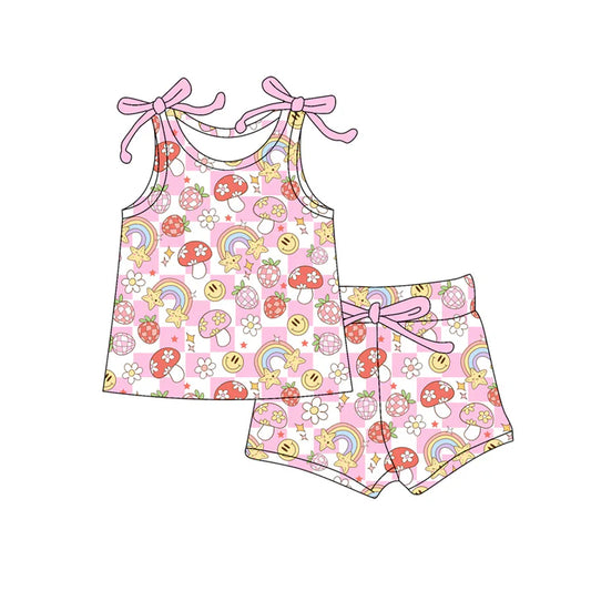 Preorder moq 5 Baby Girls Bows Sleeveless Smiles Flowers Top Short Set 4.16