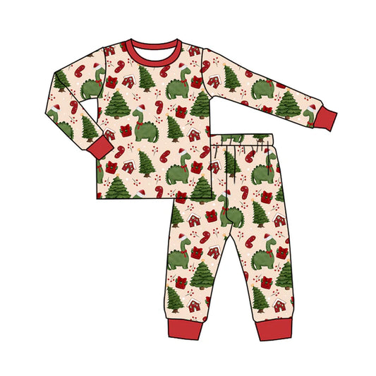 Preorder (moq 5)Baby Boys Long Sleeves Hats Dinosaurs Trees Top Pants Pajamas Set 5.20