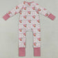 Baby Girls Rompers Christmas Pink Santa Plaid Zipper Rompers LR2224 6.19