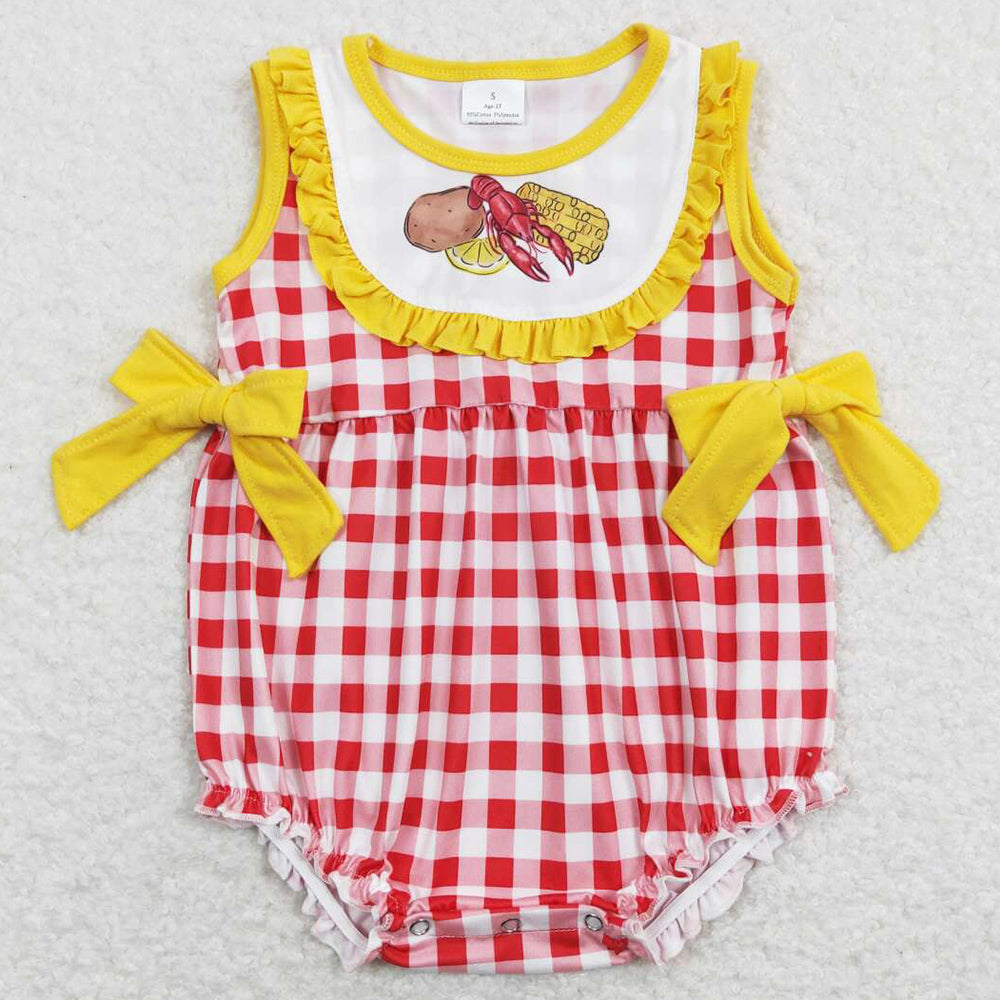 Boutique Infant Baby Girls Rompers Lobster Crawfish Print Cute Rompers SR0769