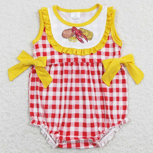 Boutique Infant Baby Girls Rompers Lobster Crawfish Print Cute Rompers SR0769