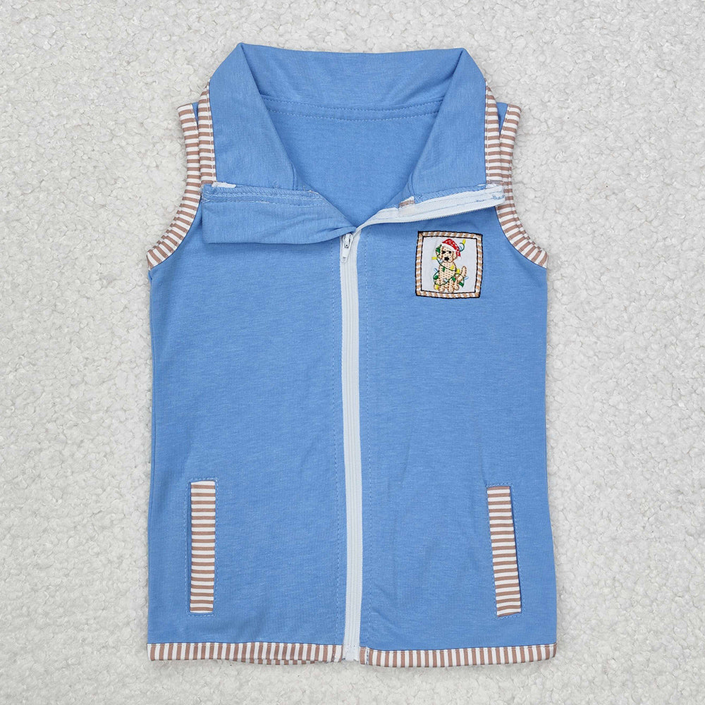 Baby Kids Clothes Christmas Dog Zip Pocket Vest Tops BT0860