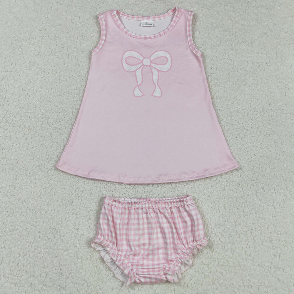Baby Girls Clothes Light Pink Sleeveless Bow Tunic Bummies Set GBO0469 8.16