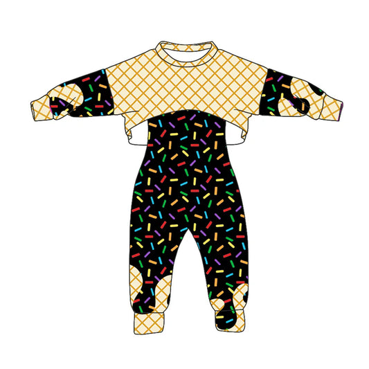 Preorder (moq 5)Baby Girls Long Sleeves Drip Shirt Top Jumpsuit 2 Piece Team Clothes Sets 8.5