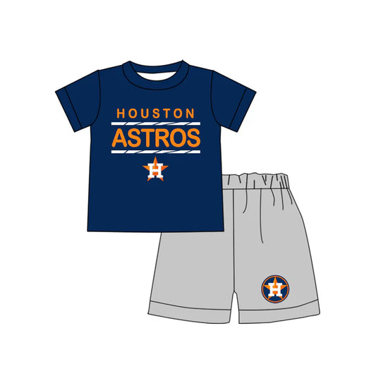 Preorder moq 5 Baby Boys Houston Astros Team Shirts Shorts Summer outfits sets 4.18