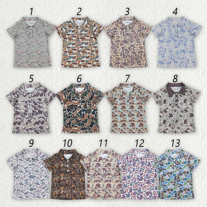 Sibling Baby Boys Short Sleeve Southern Camo Button Polo Shirts Tops