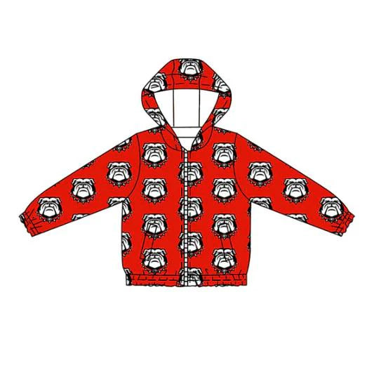 Preorder (moq 5)Baby Boys Red Long Sleeves Bulldogs Plaid Hoodies Cardigan Jackets Top 7.25
