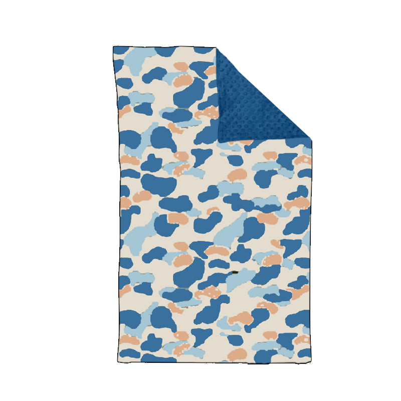 Baby Kids Blankets Children Blue Camo Minky Blankets preorder BL0149