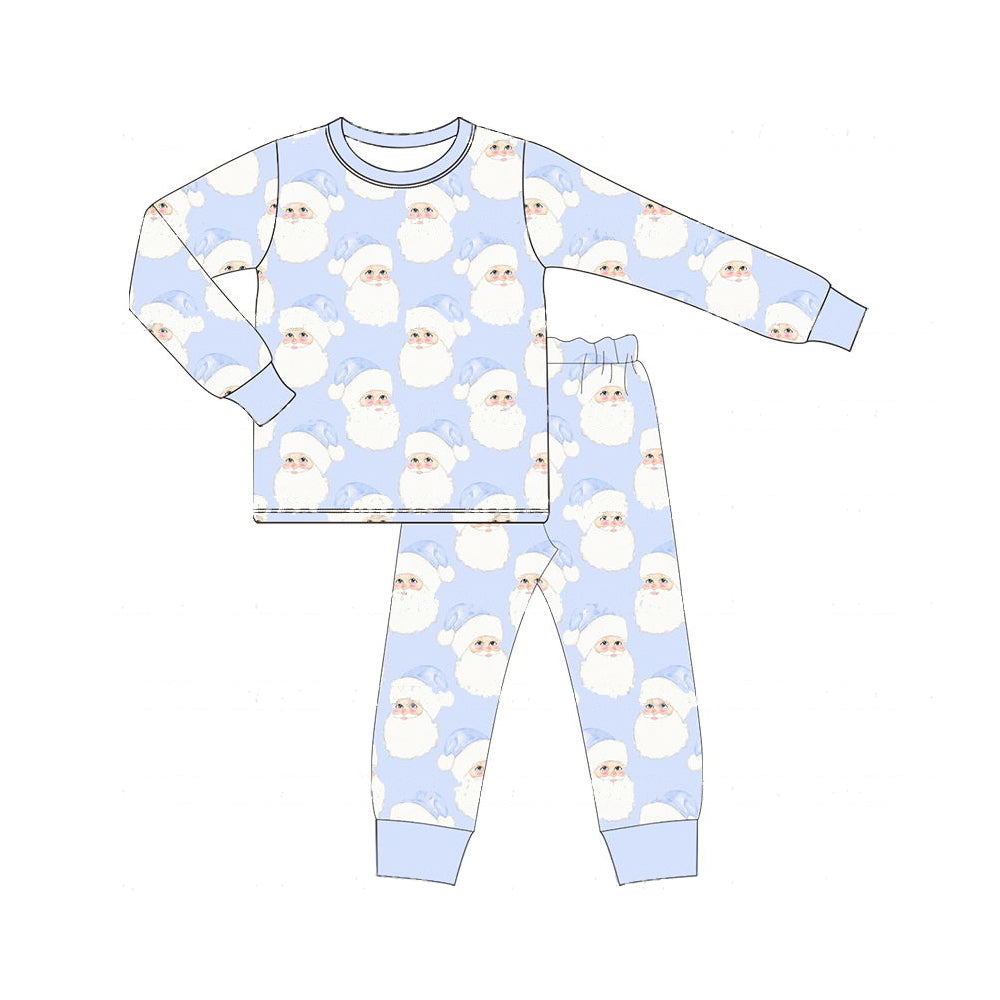 Baby Boys Pajamas Christmas Blue Santa Top Pants Pajamas Sets Preorder BLP0685