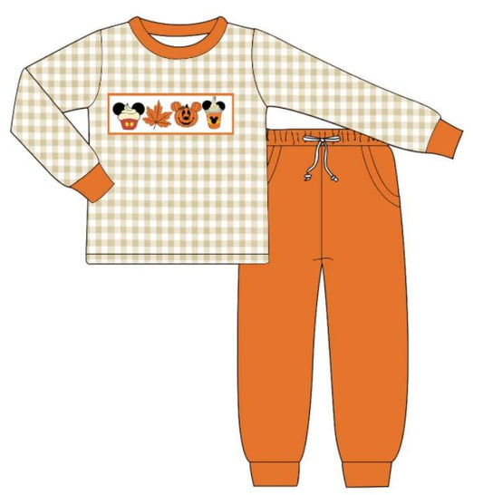 Baby Boys Clothes Halloween Checkered Cartoon Top Pants Clothes Sets Preorder BLP0696