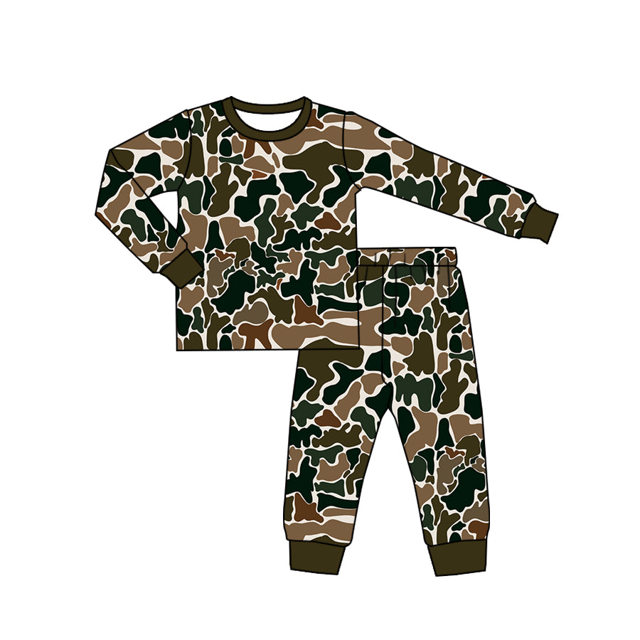 Baby Boys Pajamas Fall Brown Camo Top Pants Pajamas Sets Preorder BLP0708