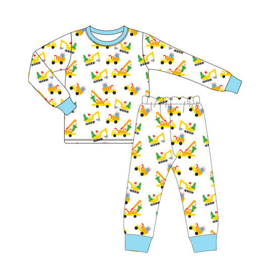 Baby Boys Pajamas Christmas Tree Tractor Shirt Pants Pajamas Sets Preorder BLP0756