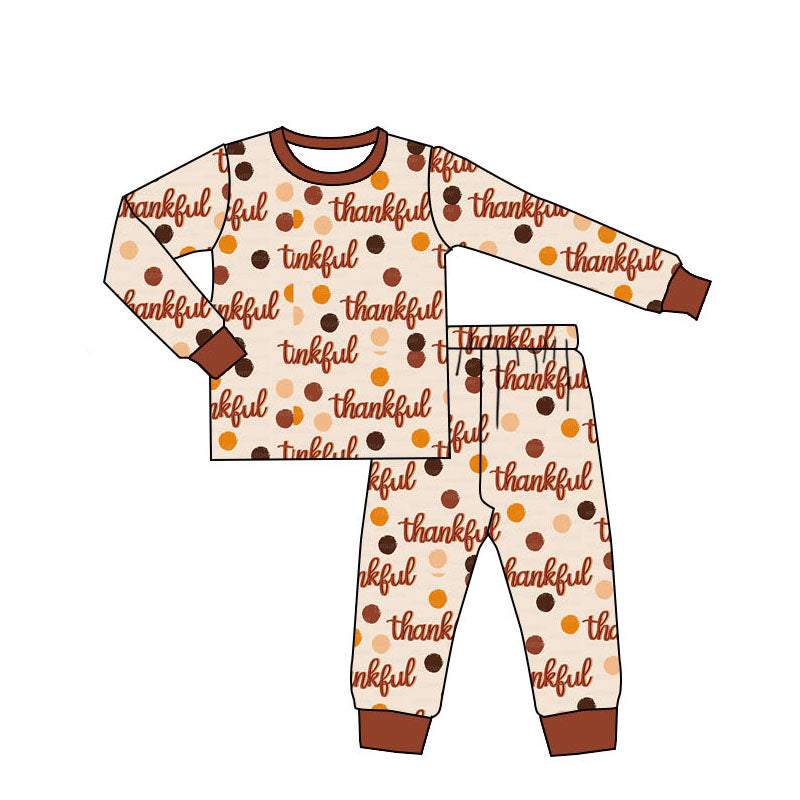 Baby Boys Pajamas Thanksgiving Thankful Shirt Pants Pajamas Sets Preorder BLP0782