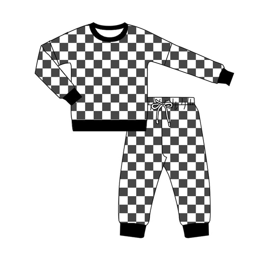 Baby Boys Pajamas Black Checkered Top Pants Pajamas Outfits Preorder BLP0786