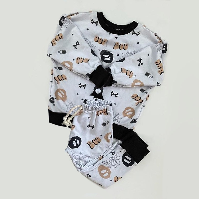 Baby Boys Pajamas Halloween Boo Pumpkin Top Pants Pajamas Sets Preorder BLP0788