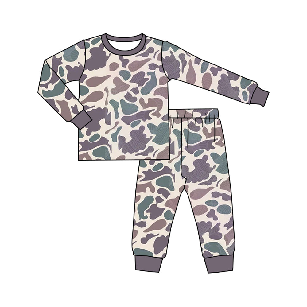 Baby Boys Pajamas Grey Camo Shirt Pants Pajamas Sets Preorder BLP0790