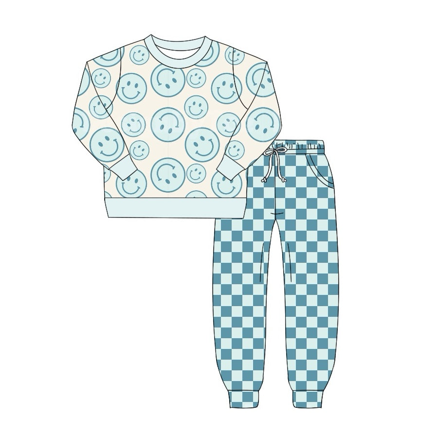 Baby Boys Clothes Long Sleeve Top Checkered Pants Outfits Preorder BLP0798